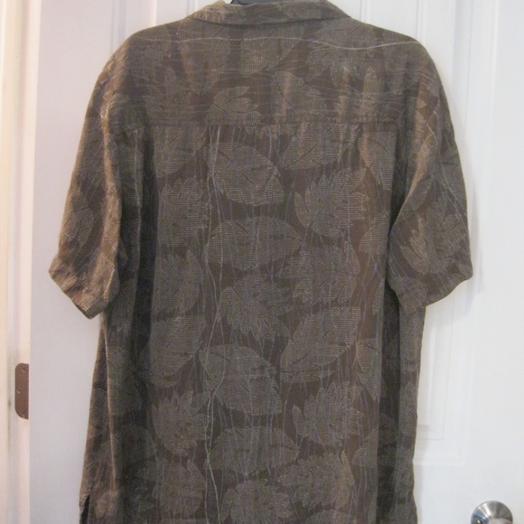Mantles Men's Silk Button Front Shirt Brown LG - Picture 6 of 6